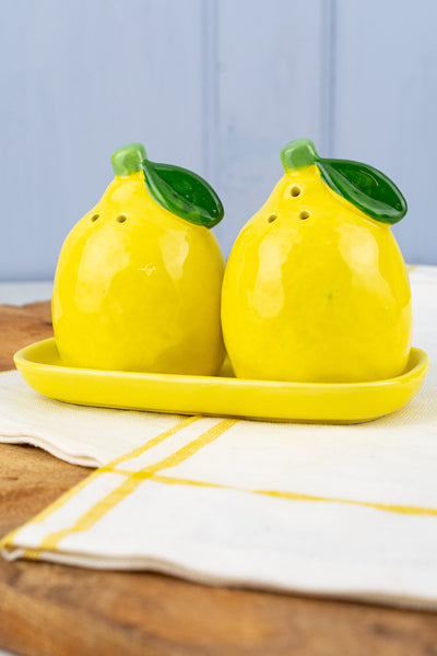 Lemon Salt & Pepper Shakers with Tray