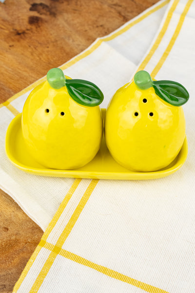 Lemon Salt & Pepper Shakers with Tray