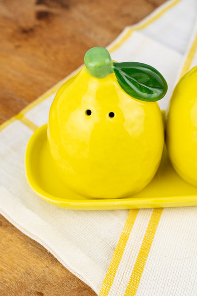 Lemon Salt & Pepper Shakers with Tray