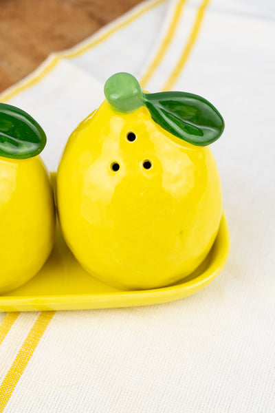 Lemon Salt & Pepper Shakers with Tray