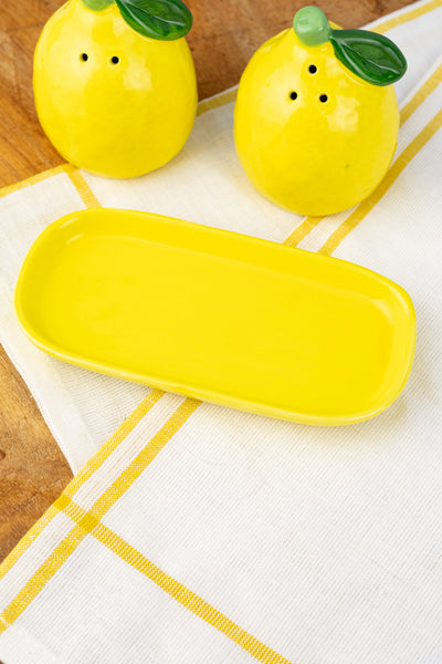 Lemon Salt & Pepper Shakers with Tray