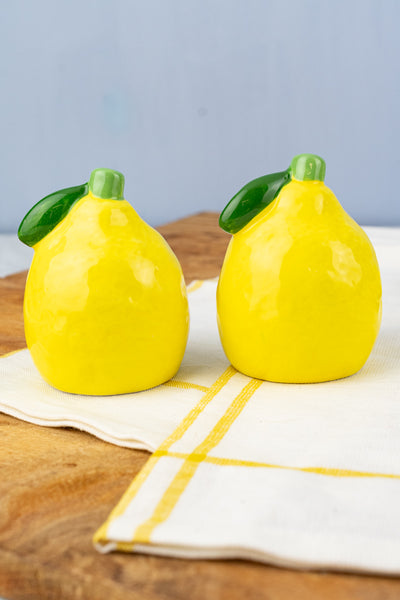 Lemon Salt & Pepper Shakers with Tray