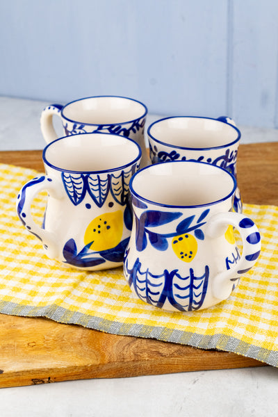 Lemon Stoneware Mugs - Set of 4