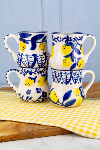 Lemon Stoneware Mugs - Set of 4