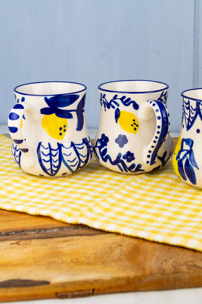 Lemon Stoneware Mugs - Set of 4