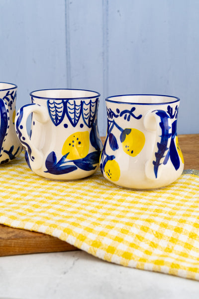 Lemon Stoneware Mugs - Set of 4