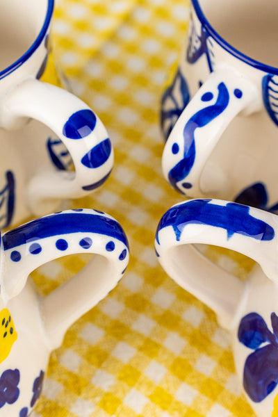 Lemon Stoneware Mugs - Set of 4