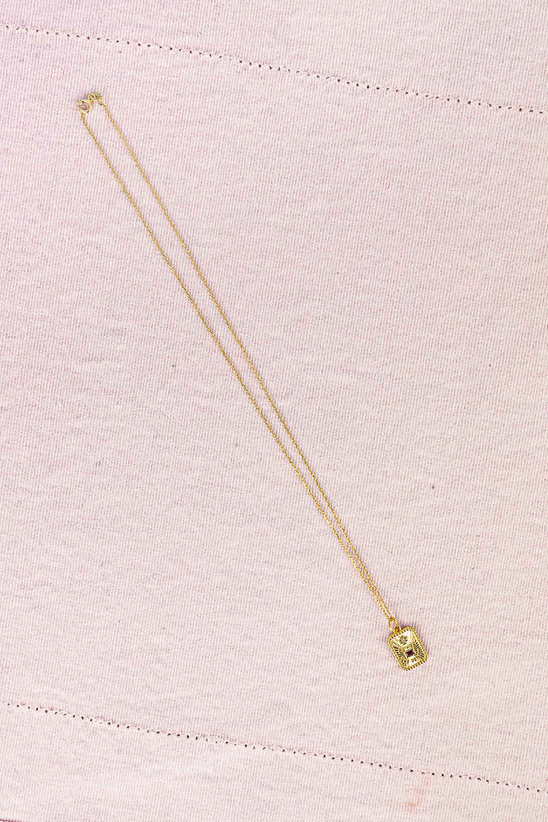 French Love Medal Charm Gold Necklace