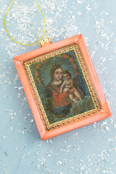 Madonna & Child Retablo Glass Ornament