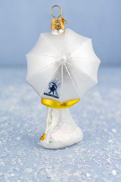 Morton Salt Umbrella Girl Glass Ornament