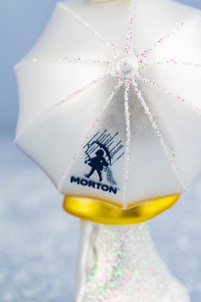 Morton Salt Umbrella Girl Glass Ornament