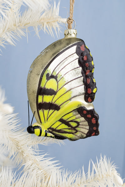 Handpainted Butterfly Glass Ornament