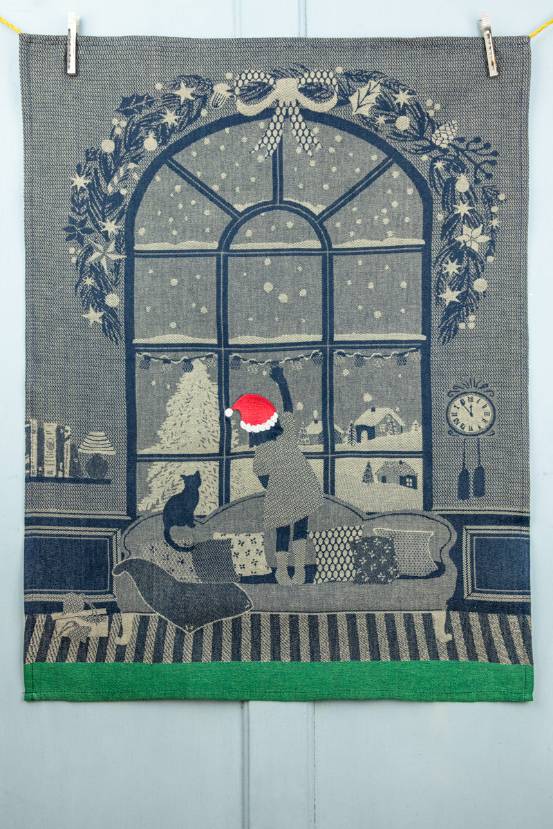 Moutet Waiting for Santa Tea Towel, image 1 of 6