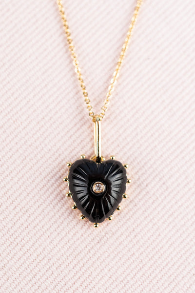 Onyx and Gold Sweetheart Necklace