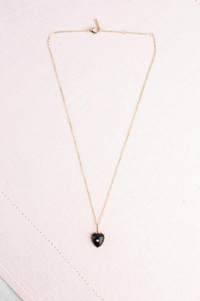 Onyx and Gold Sweetheart Necklace