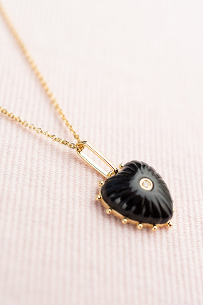 Onyx and Gold Sweetheart Necklace