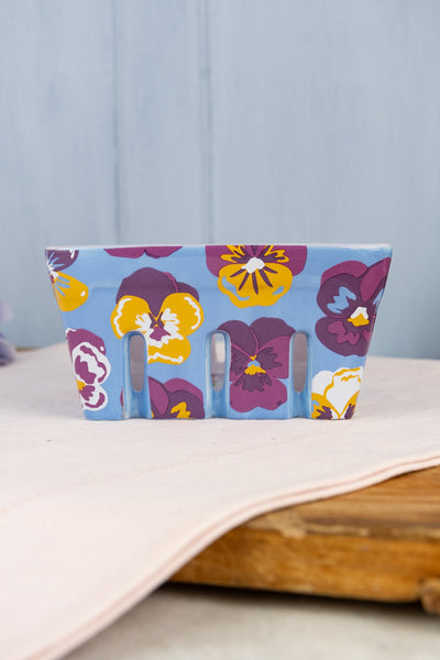 Pansy Ceramic Berry Basket