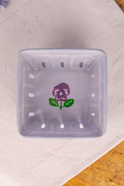 Pansy Ceramic Berry Basket
