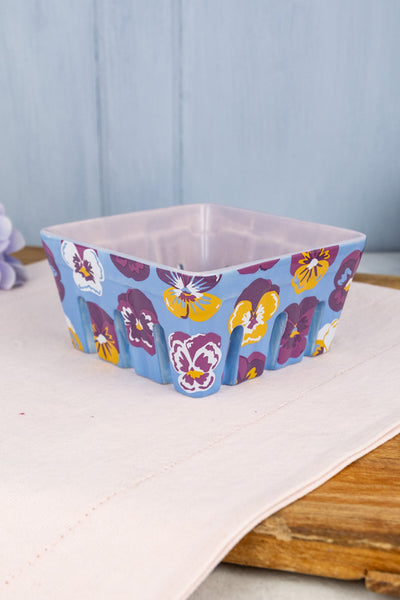 Pansy Ceramic Berry Basket