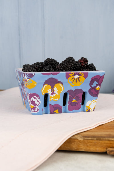 Pansy Ceramic Berry Basket