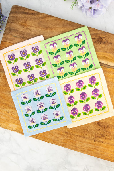 Pansy Cocktail Napkins - Set of 4