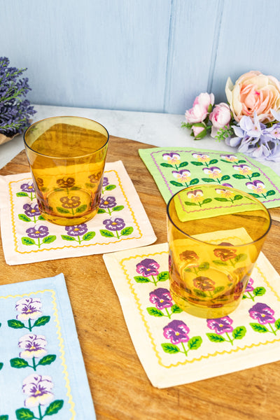Pansy Cocktail Napkins - Set of 4