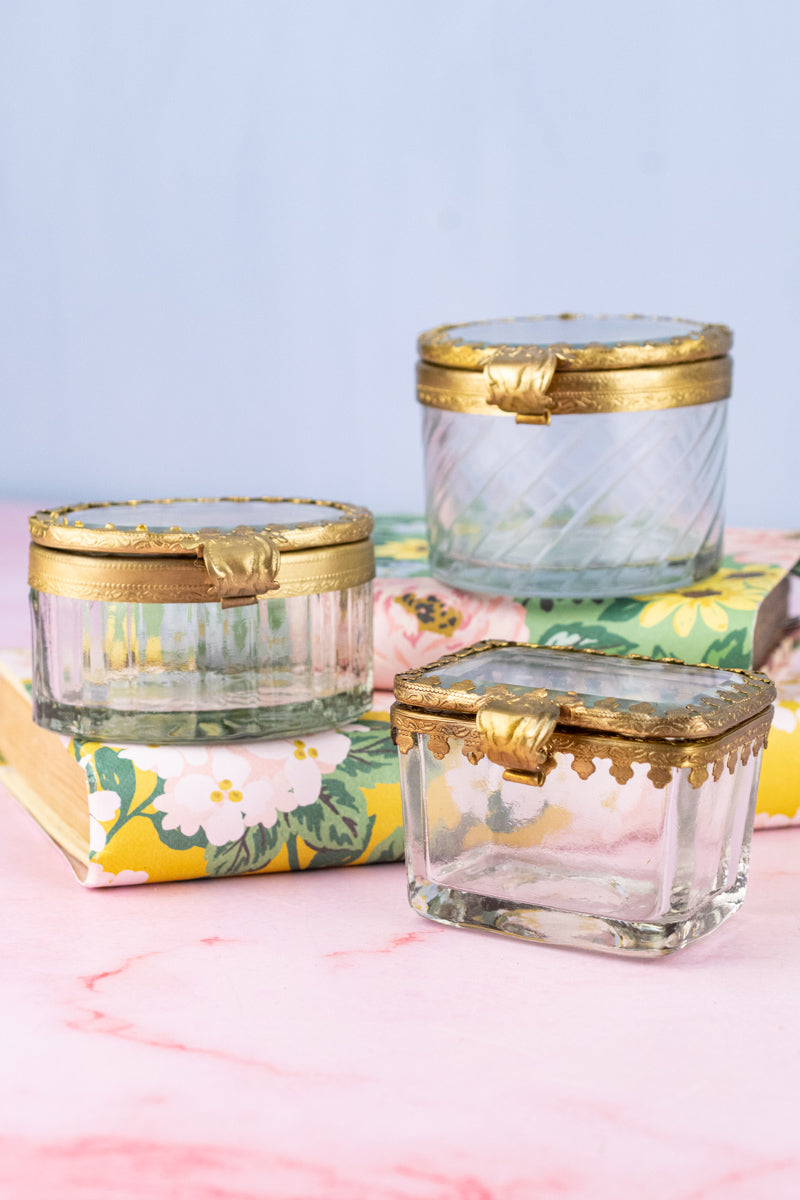 Petite Brass & Beveled Glass Box