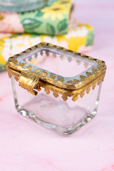 Petite Brass & Beveled Glass Box