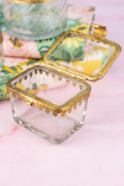 Petite Brass & Beveled Glass Box