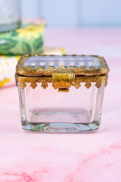 Petite Brass & Beveled Glass Box