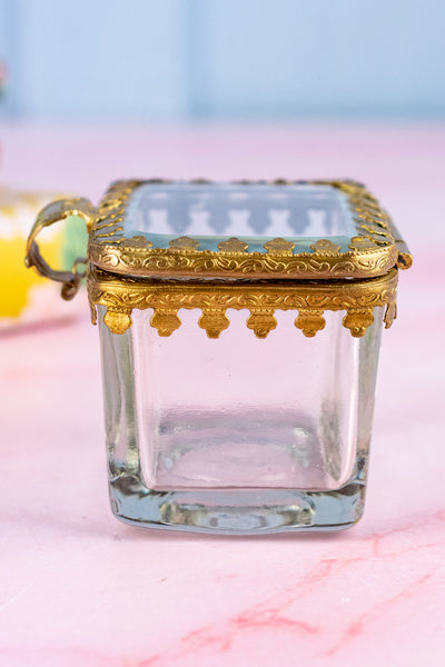 Petite Brass & Beveled Glass Box