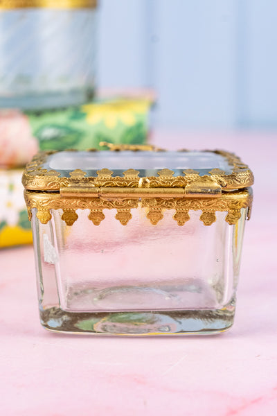 Petite Brass & Beveled Glass Box