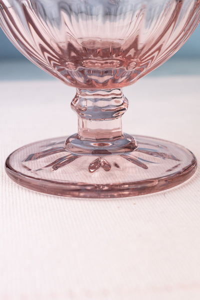 Pink Glass Footed Dessert Bowl Set of 2