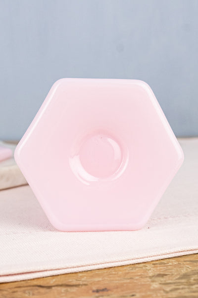 Pink Milk Glass Candlestick Pair