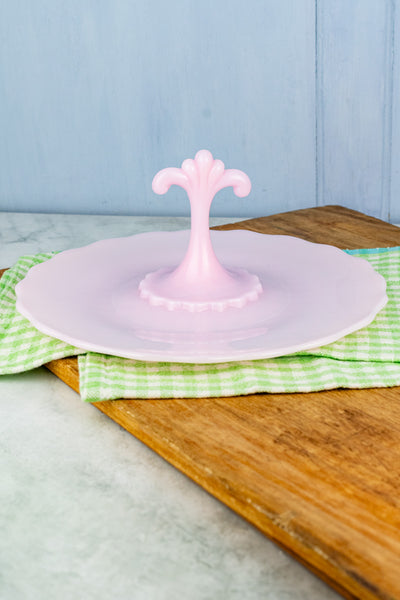 Pink Milk Glass Tidbit Tray