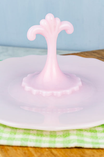 Pink Milk Glass Tidbit Tray