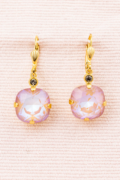French Pink Crystal Drop Earrings