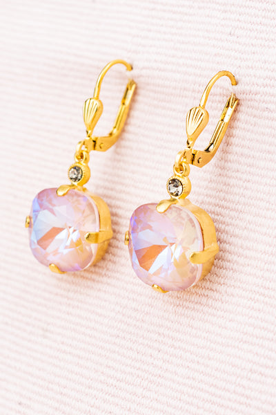 French Pink Crystal Drop Earrings
