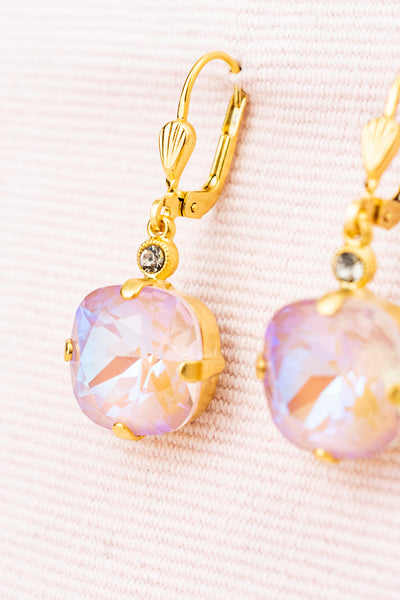 French Pink Crystal Drop Earrings