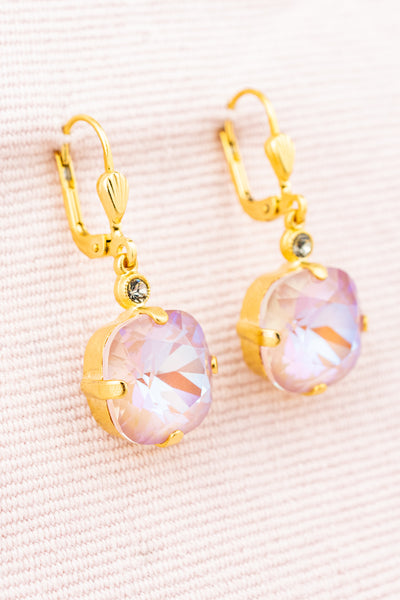 French Pink Crystal Drop Earrings