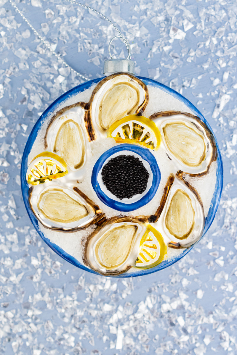 Plated Oyster Dinner Glass Ornament, image 1 of 3
