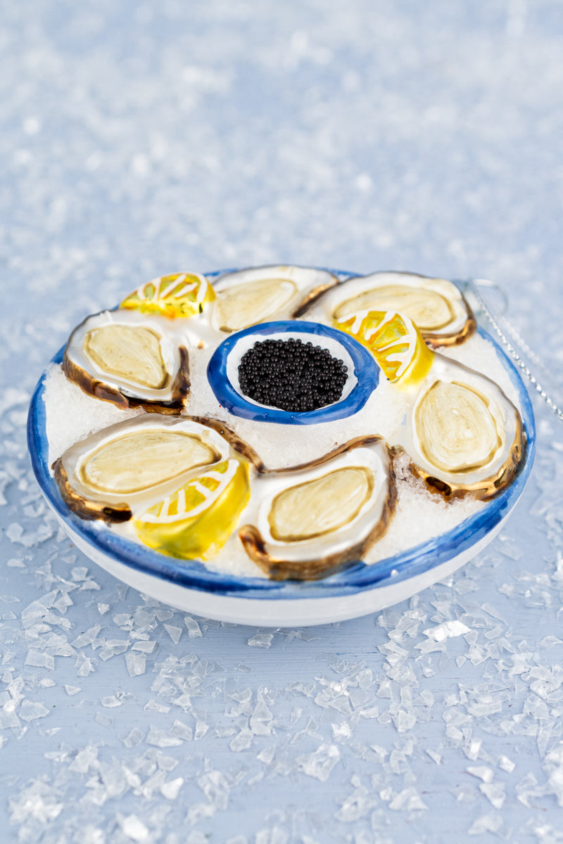 Plated Oyster Dinner Glass Ornament, image 2 of 3