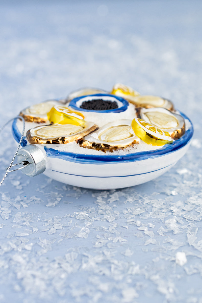 Plated Oyster Dinner Glass Ornament, image 3 of 3