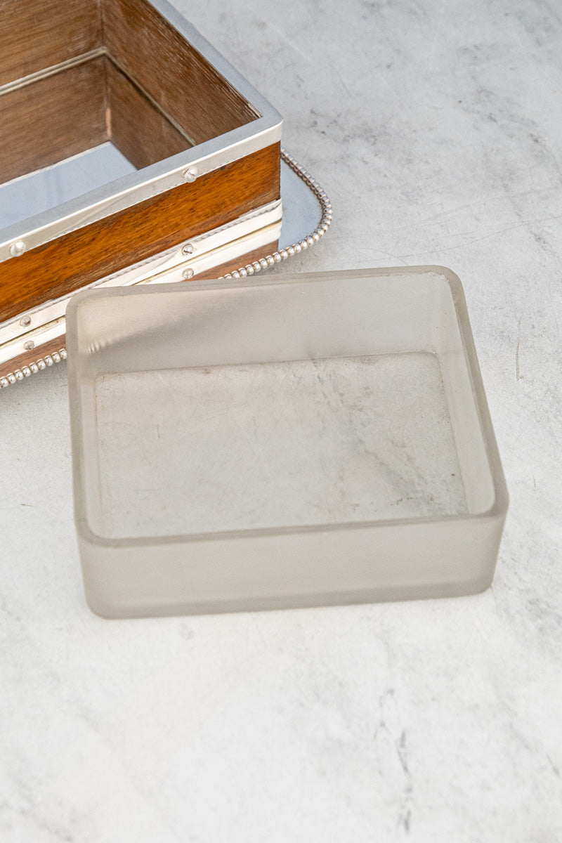 Antique English Oak & Silverplate Sardine Box