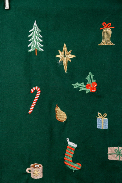 Signs of the Season Embroidered Holiday Tea Towel