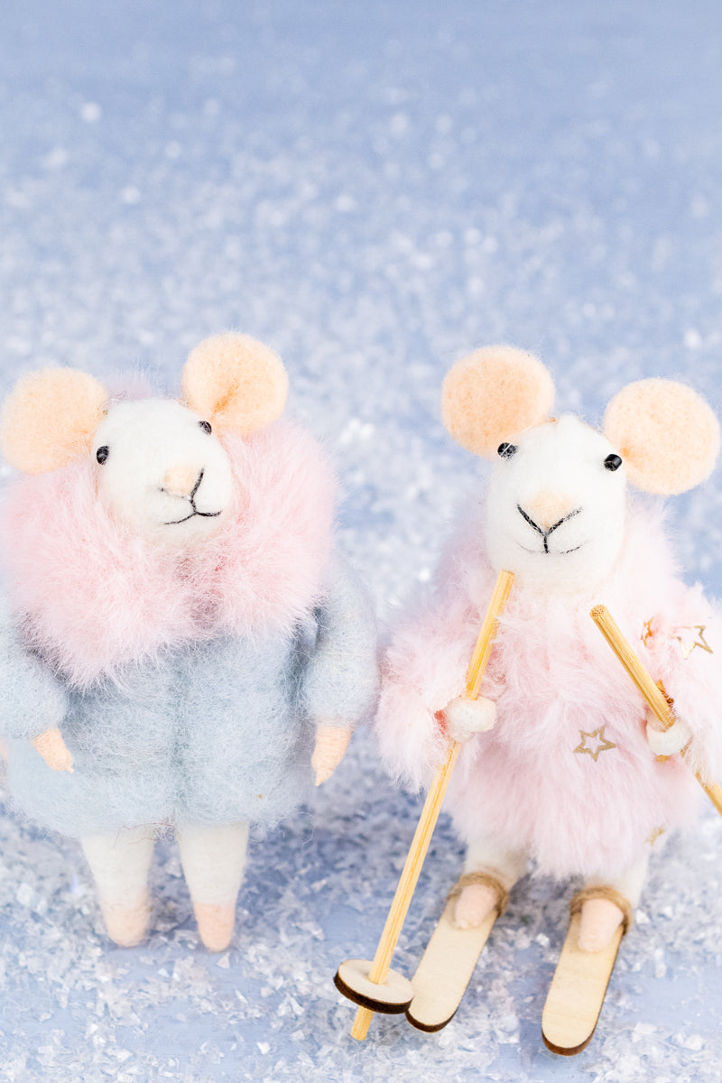 Skiing Sophie & Fancy Frances Mouse Ornaments, image 2 of 8
