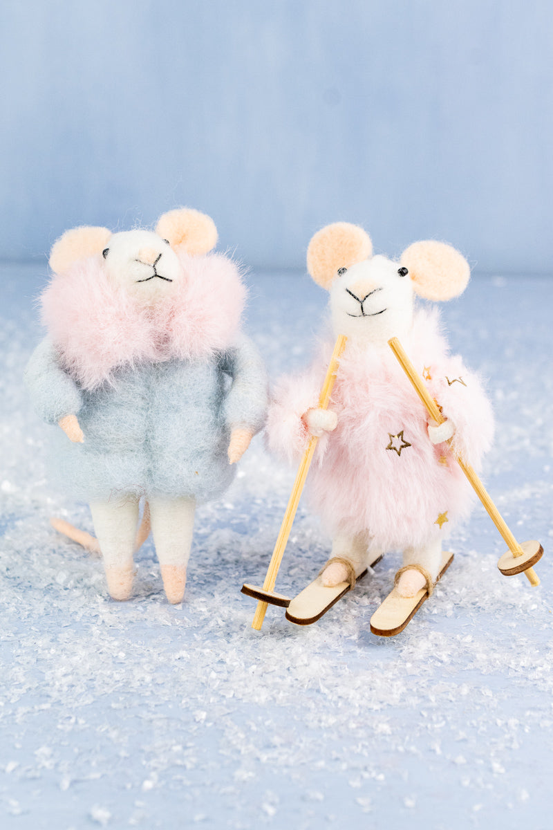 Skiing Sophie & Fancy Frances Mouse Ornaments, image 1 of 8