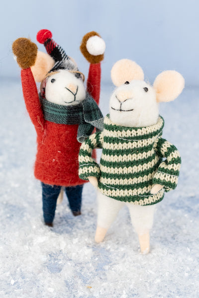 Snowball Spencer & Bundled Up Beckett Mouse Ornaments