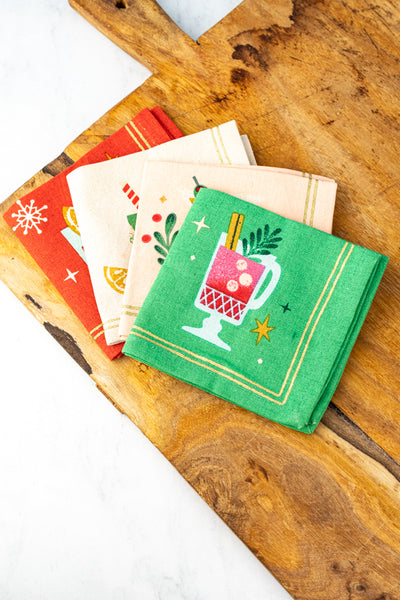 Spirits Bright Holiday Cocktail Napkins - Set of 4