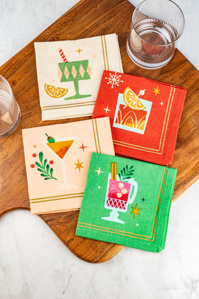 Spirits Bright Holiday Cocktail Napkins - Set of 4